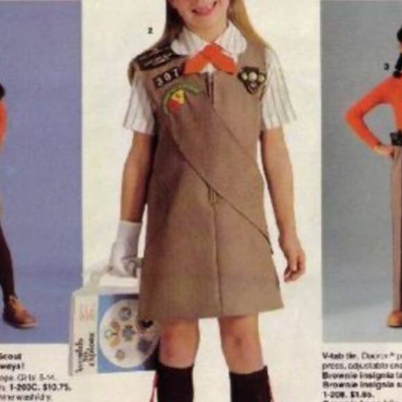 Vintage 70s Girl Scouts Brownie Scout Uniform 7pc Set Girl 6-8 Bill Blass Design - Picture 15 of 16